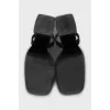Black leather square toe slingbacks