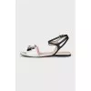 White sandals with rhinestones and studs