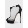 Transparent ankle boots with heels and zip