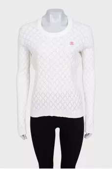 White jumper with perforations