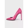 Pink leather pumps with heels