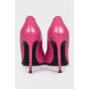 Pink leather pumps with heels