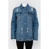 Denim jacket with rooster