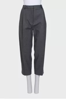 Gray cropped tapered trousers