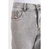 Men's gray jeans with distressed pockets