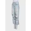 Блакитні рвані джинси boyfriend fit