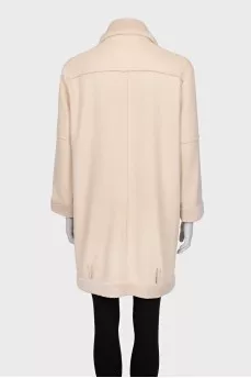 Beige cropped coat with a zipper
