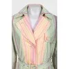 Multicolored trench coat with a belt