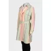 Multicolored trench coat with a belt