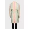 Multicolored trench coat with a belt