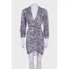 Animal print draped bodycon dress