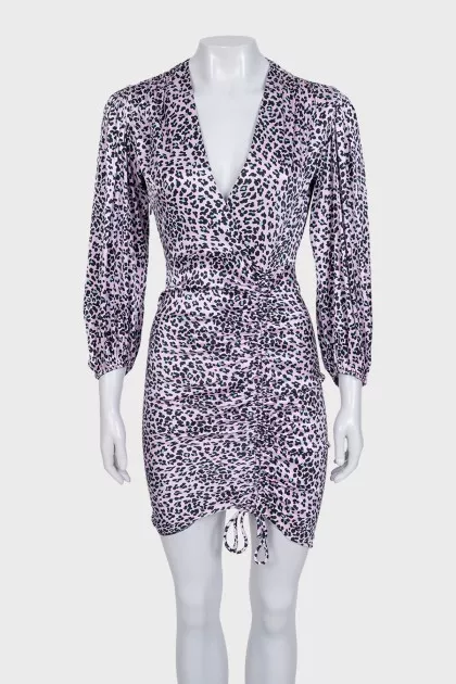 Animal print draped bodycon dress