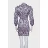 Animal print draped bodycon dress