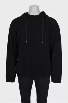 Men's black hoodie with white logo