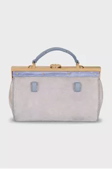 Suede bag with gold hardware
