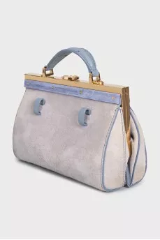 Suede bag with gold hardware