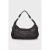 Brown leather bag with zipper