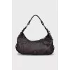 Brown leather bag with zipper