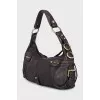 Brown leather bag with zipper