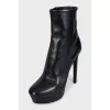 Leather ankle boots with stiletto heels and platform