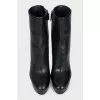Leather ankle boots with stiletto heels and platform
