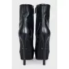 Leather ankle boots with stiletto heels and platform