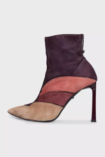 Suede ankle boots in a combination of colors
