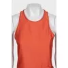 Orange sleeveless midi dress