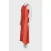 Orange sleeveless midi dress
