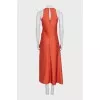 Orange sleeveless midi dress