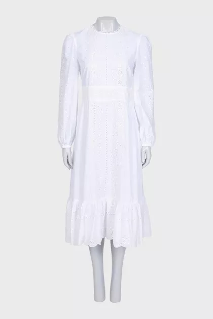 White midi dress with perforations