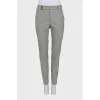 Gray plaid mid-rise trousers