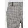 Gray plaid mid-rise trousers