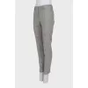 Gray plaid mid-rise trousers