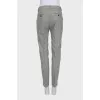 Gray plaid mid-rise trousers