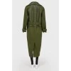 Long double -breasted coat green