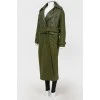 Long double -breasted coat green