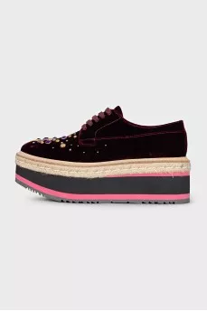 Velvet high platform shoes