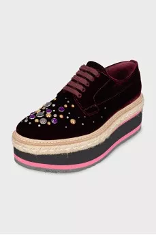 Velvet high platform shoes