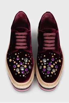 Velvet high platform shoes