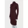 Brown wool fitted dress
