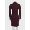Brown wool fitted dress