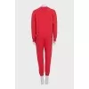 Red sweatshirt and tapered trousers suit