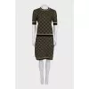Skirt suit with a gold print
