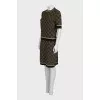 Skirt suit with a gold print
