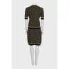 Skirt suit with a gold print