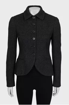 Cropped fitted wool jacket