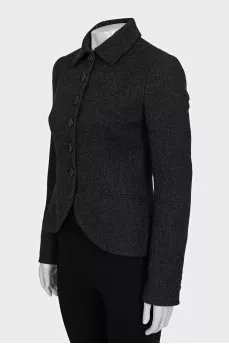 Cropped fitted wool jacket