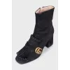 Suede ankle boots with fringed toe