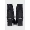 Suede ankle boots with fringed toe